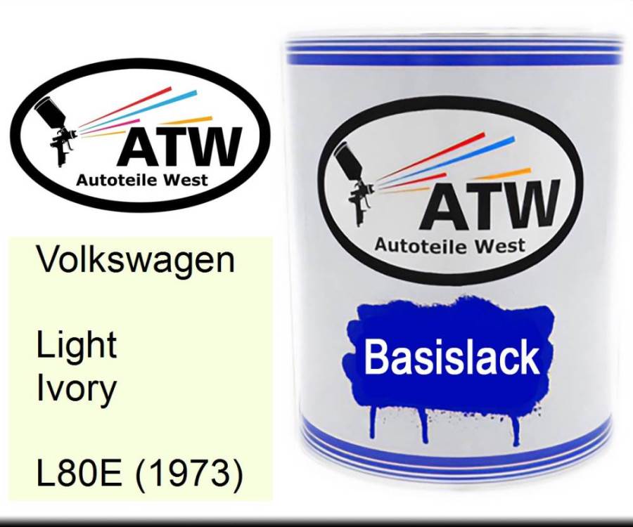 Volkswagen, Light Ivory, L80E (1973): 1L Lackdose, von ATW Autoteile West.